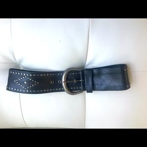 Black Silver- Tone Studded Belt, Size Small